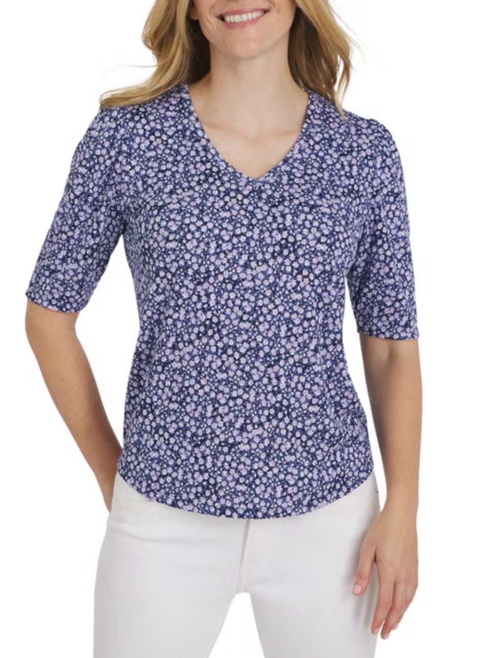 Lands' End Women's Pointelle Elbow Sleeve Top